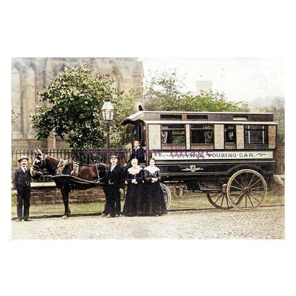 ptc3086 - Lancs. - Horse drawn Private Touring Car in Pemberton - print 6x4