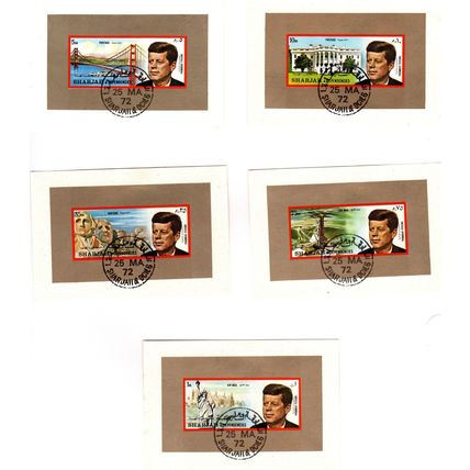 Sharjah cat 1100-04 1972 John Kennedy 5 minisheets, used
