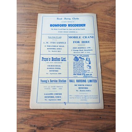 1962/63 Romford vs Wisbech Town - Southern League ** FREE P&P **