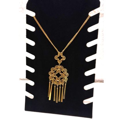 Vintage 70's Boho Goldtone Fringe Ornate Double Medallion Pendate Necklacew RARE