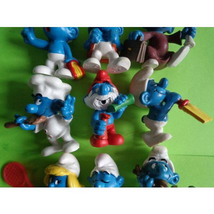 Job lot of 9 modern smurfs telephone smurfette tennis papa brainy judo chef