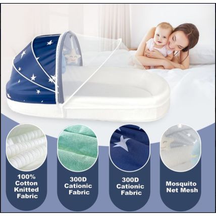 Portable Newborn Nest Lounger-Travel Bassinet, w/ Canopy - Indoor-Outdoor Use
