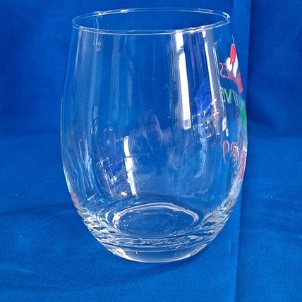 Set 2 HOLIDAY GNOMES Stemless 5" Wine Glasses Drinking Christmas Elf Dwarf