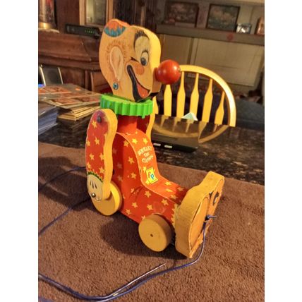 Old Vintage Original Fisher Price Squeaky The Clown # 777 9" Tall Working 1958