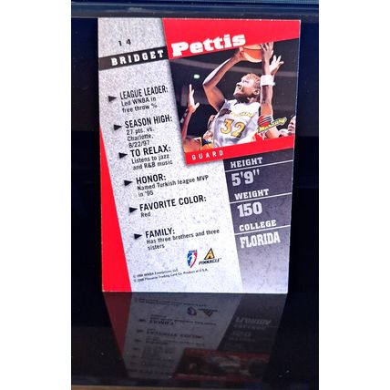 BRIDGET PETTIS PINNACLE 1998 WNBA BASKETBALL CARD #14