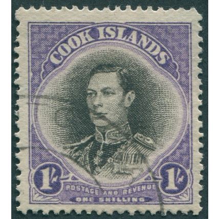 Cook Islands 1938 1s black & violet SG127 used