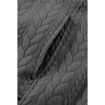 Gray Cable Textured Baggy Solid Hoodie