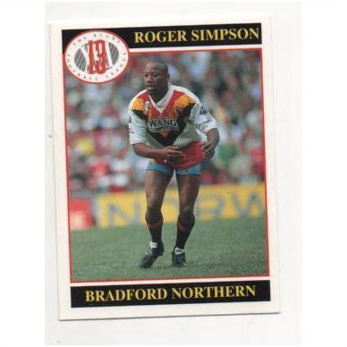 Roger Simpson Bradford Northern card #19 MERLIN Rugby League 1990's Trading Card