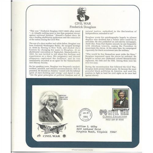 CIVIL WAR series FREDERICK DOUGLASS ' OFFICIAL FIRST DAY of ISSUE ' (1995)