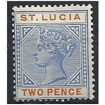 St Lucia 1895 SG45 2d Ultramarine & Orange Mounted Mint . .