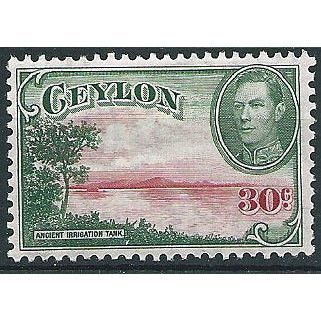 Ceylon 1938 SG393 30c Carmine & Green Mounted Mint .. ..