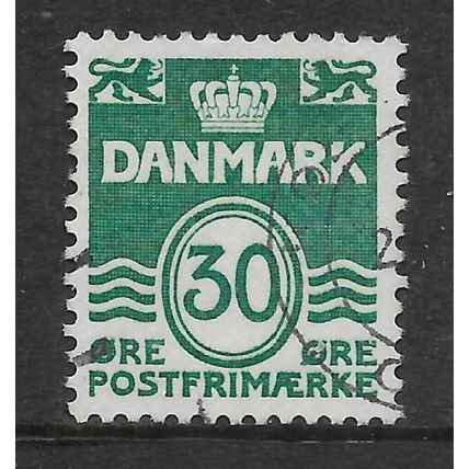 DENMARK 1933 NUMERAL 30 ORE GREEN SG 273 FINE USED