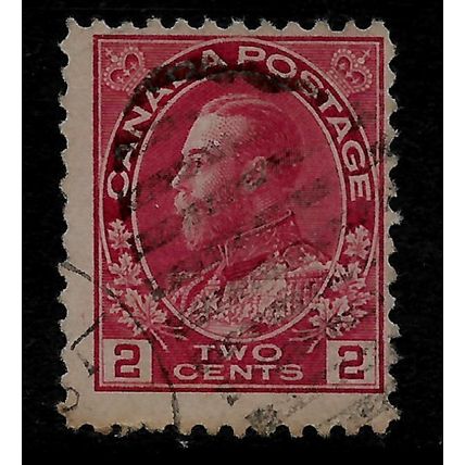 CANADA 1911 GEORGE V 2c CARMINE SG 203 FINE USED#3