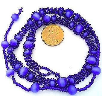 Blue Cat Eye Beaded Daisy Chain Choker Necklace