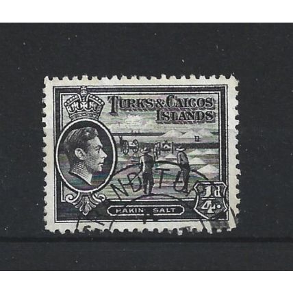 Turks&Caicos.SG194 1/4d Raking Salt (Black).Fine Used.Aug24b