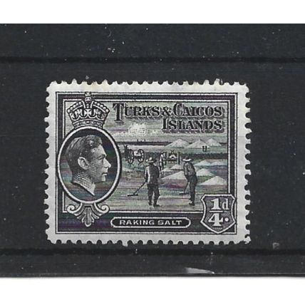 Turks&Caicos.SG194 1/4d Raking Salt (Black).Fine Used.Aug24c