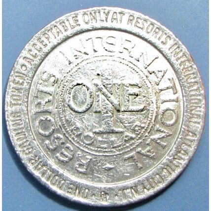 Resorts International. $1 Casino Token. Atlantic City, NJ. T05.