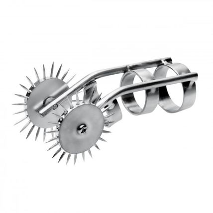 Spikes Double Finger Pinwheel Pin Wheel Massaging Tool Metal Wartenberg BDSM S&M