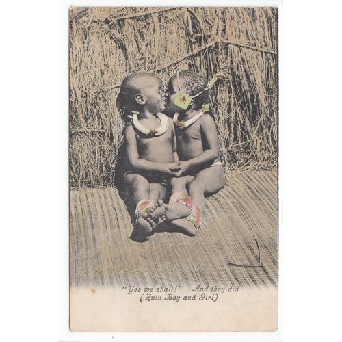 Zulu Boy and Girl Children Old Undivided Back Ethnic Postcard JN5