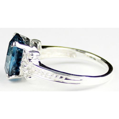 Concave Cut London Blue Topaz, 925 Sterling Silver Ring, SR136