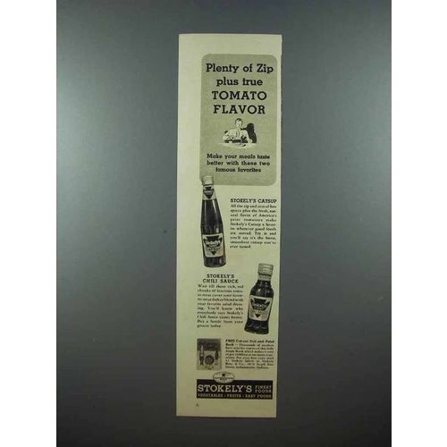 1938 Stokely's Catsup, Chili Sauce Ad - Plenty of Zip