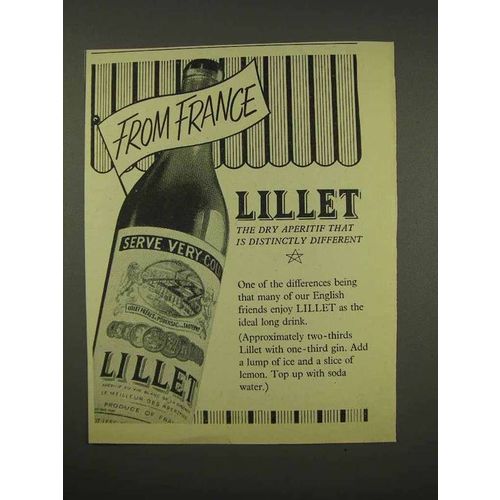 1956 Lillet Aperitif Ad - From France