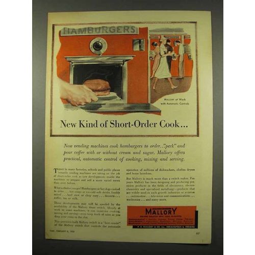 1956 Mallory Electronics Ad - New Short-Order Cook