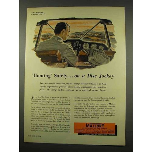 1956 Mallory Electronics Ad - Homing Safely