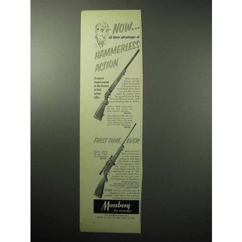 1958 Mossberg 346K, 350K Rifle Ad - Hammerless Action