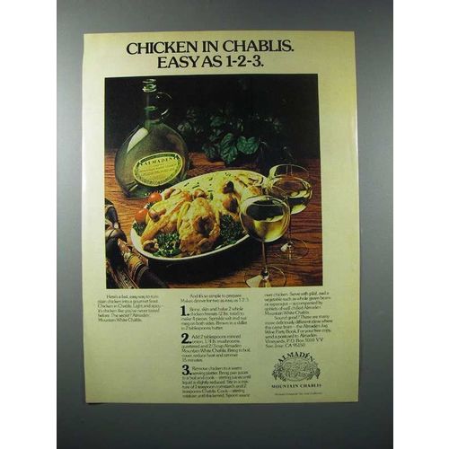 1978 Almaden Mountain White Chablis Wine Ad - Chicken