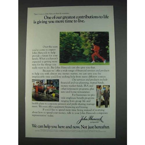 1982 John Hancock Insurance Ad - Greatest Contributions