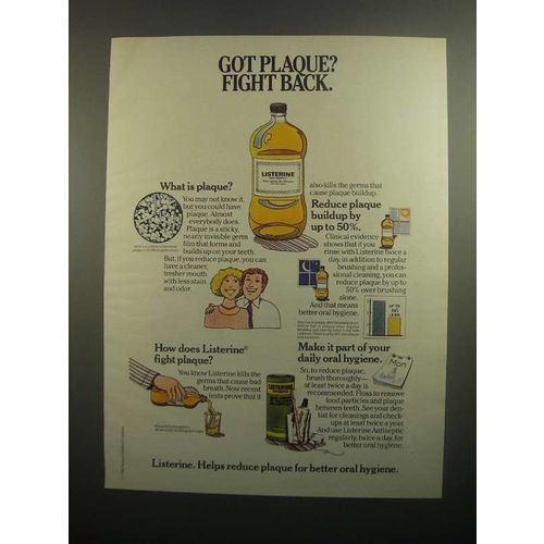 1984 Listerine Antiseptic Ad - Got Plaque? Fight Back