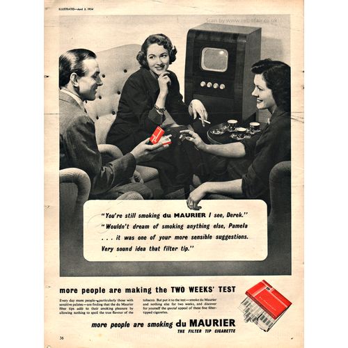 1954 Du Maurier Cigarettes Full Page Vintage / Retro Magazine Advert