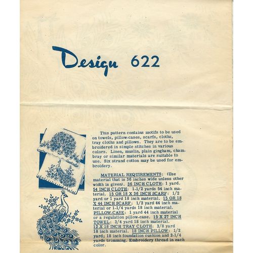 Laura Wheeler Hot Iron Transfers 622 Peacocks 6 pieces of Artwork Year 1967