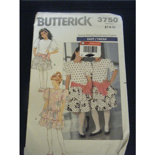 Butterick 3750 Girl's Dress Pattern - Size 7/8/10