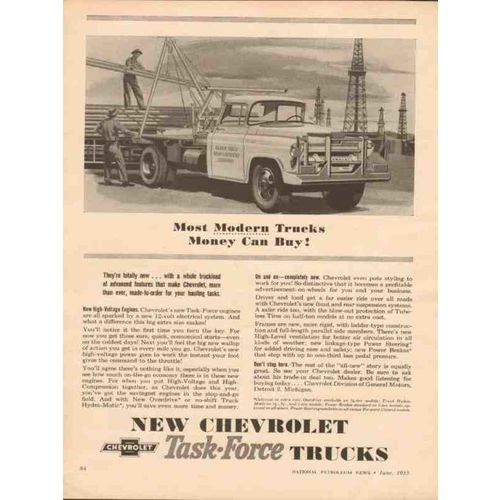 CHEVROLET 1955 most modern trucks money can buy oilfield vintage ad