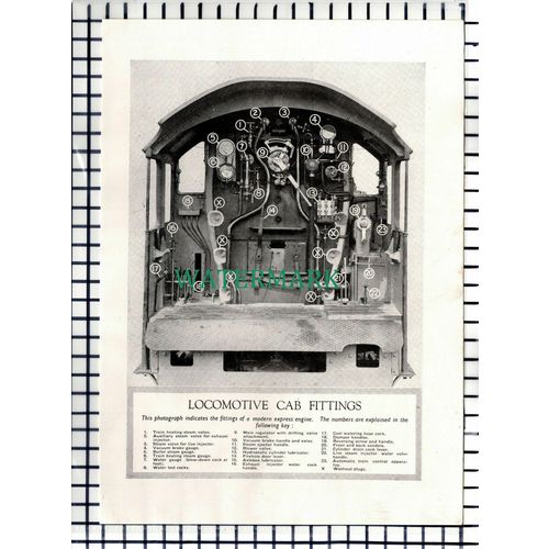 (7524) Locomotive Engine Cab Fittings Railway - 1930s Illustration