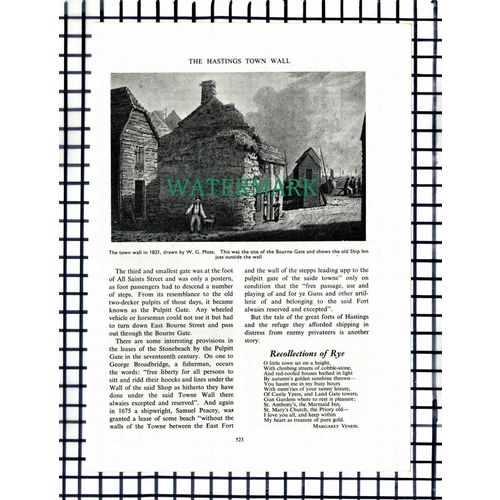 Hastings Sussex Town Wall - 1955 Article / Print