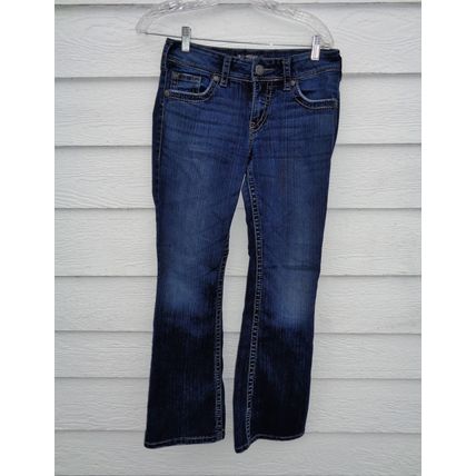 Womens Silver Jeans Suki Surplus W28L30 Denim Blue Jeans Distressed Actual 30x29
