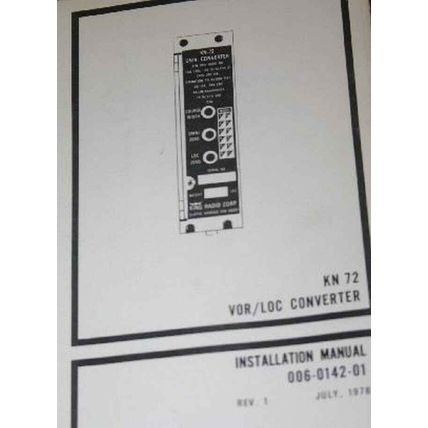 Bendix King KN72 VOR/LOC Converter Installation Manual KN72