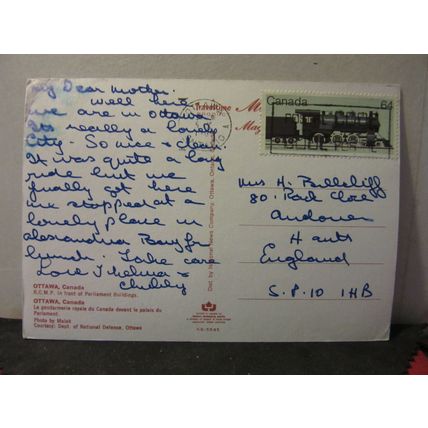 R.C.M.P. at PARLIAMENT HILL, OTTAWA CANADA ..used vintage postcard 1989 pm =