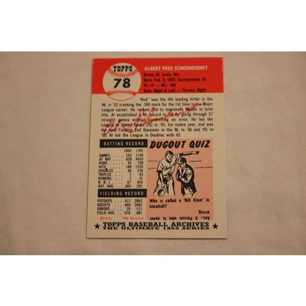 Albert Al Schoendienst 1991 Topps 1953 Archives NO. 78