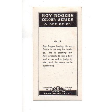 SINGLE KANE PRODUCTS TRADE CARD ROY ROGERS COLOUR SERIES 1958 NUMBER 18