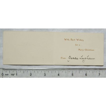 Vintage: Christmas card - With the Season's Greetings signed Gertie Ingham