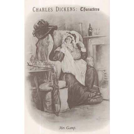 Mrs Gamp Charles Dickens Book Martin Chuzzlewit Rare Postcard