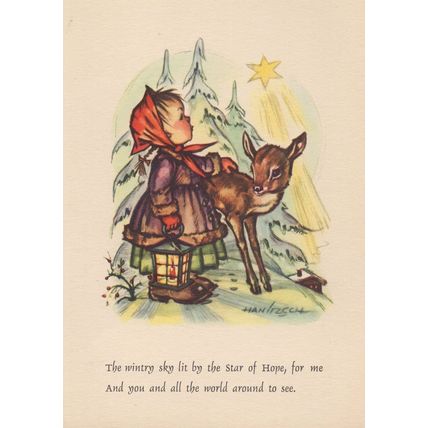 German Child Star Of Hope Sky Deer Germany Postcard