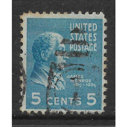 USA 1938 PRESIDENTIAL SERIES 5c LIGHT BLUE JAMES MONROE SG 806 FINE USED#3