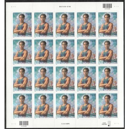 Duke Kahanamoku Surfing Sheet of Twenty 37 Cent Postage Stamps Scott 3660