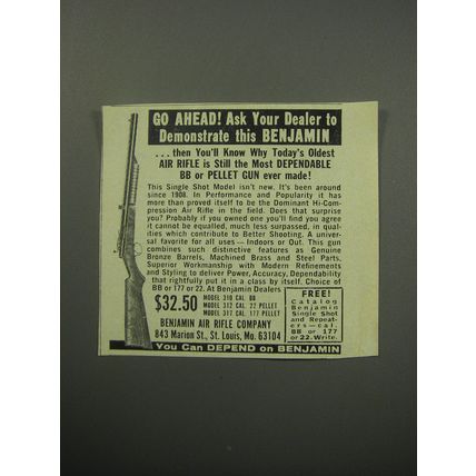 1967 Benjamin Air Rifle Ad - Go ahead! Ask your dealer to demonstrate this