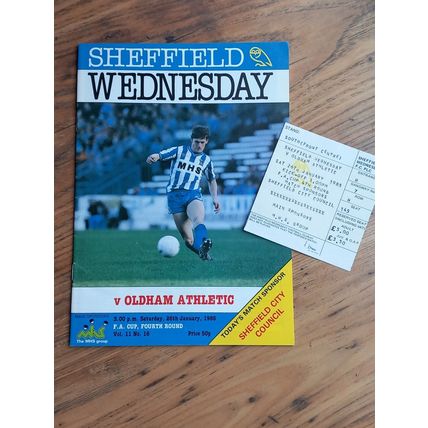 1985 FA Cup 4th Round Programme & Ticket – Sheff Weds vs Oldham Ath